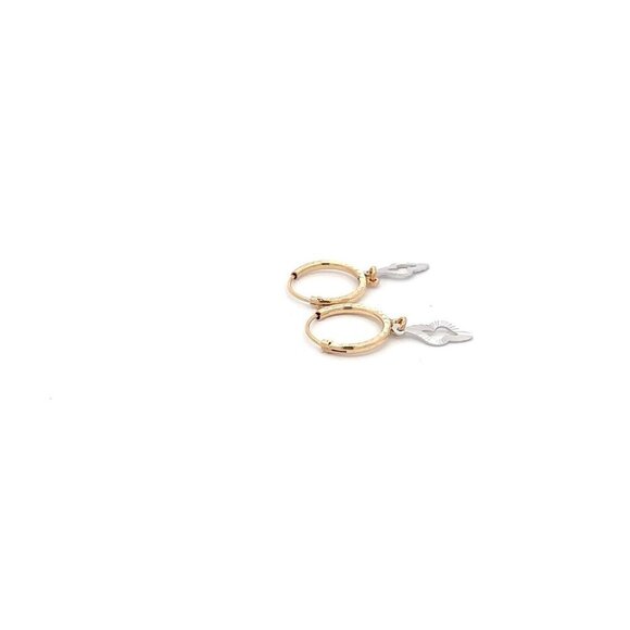 18K Gold Earrings Hoops Two Tone - Picture 5 of 9